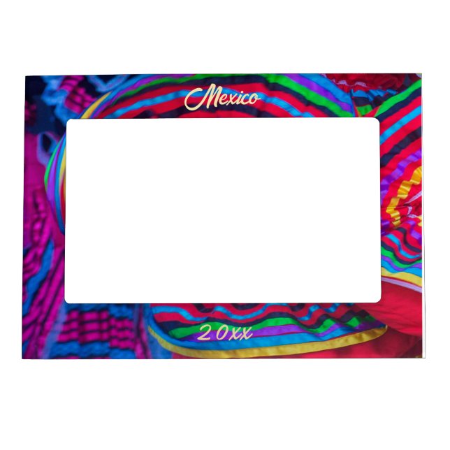 Mexico Vacation Colorful Folklore Dance Pattern Magnetic Frame (Front)