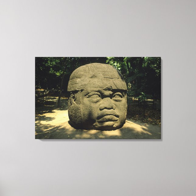 Mexico, Villahermosa, giant Olmec head, La Venta Canvas Print (Front)