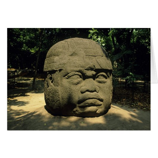 Mexico, Villahermosa, giant Olmec head, La Venta Cards (Front Horizontal)