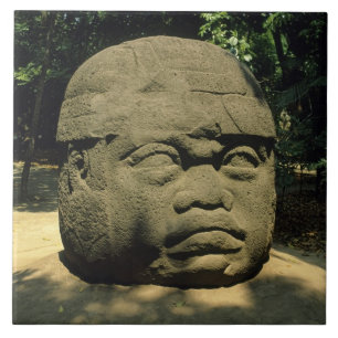 Mexico, Villahermosa, giant Olmec head, La Venta Ceramic Tile