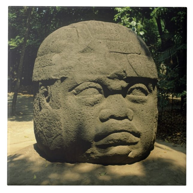 Mexico, Villahermosa, giant Olmec head, La Venta Ceramic Tile (Front)
