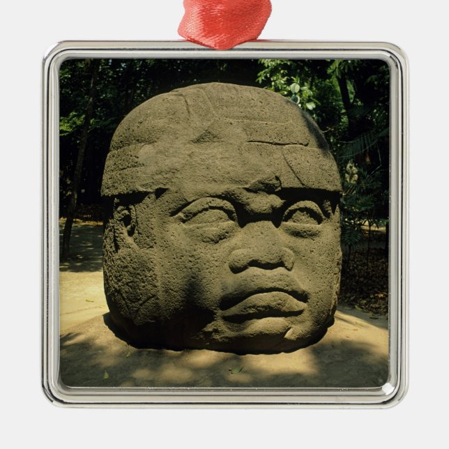 Mexico, Villahermosa, giant Olmec head, La Venta Metal Ornament (Front)