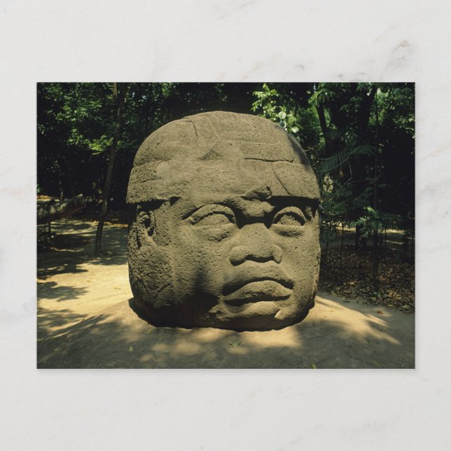 Mexico, Villahermosa, giant Olmec head, La Venta Postcard (Front)