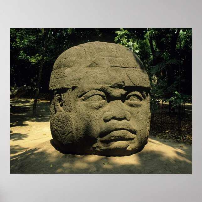 Mexico, Villahermosa, giant Olmec head, La Venta Poster (Front)