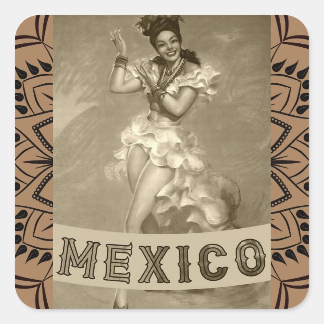 MEXICO Vintage Art - Travel -  Square Sticker (Front)