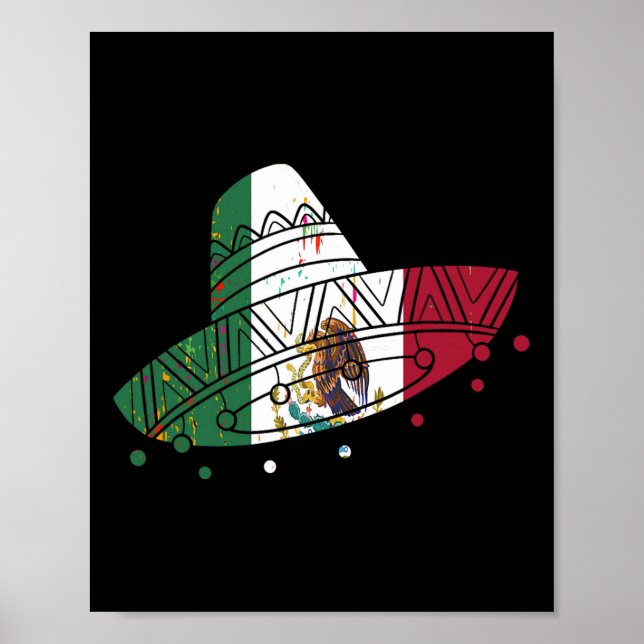 Mexico Vintage Mexican Flag Pride Hat Tijuana  Poster (Front)
