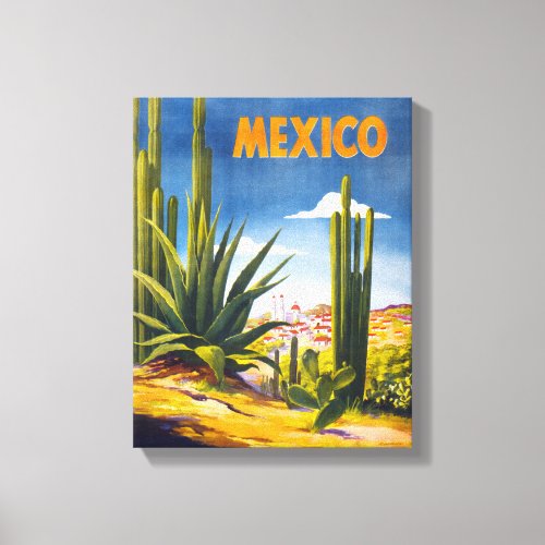 Mexico Vintage Poster Restored Canvas Print