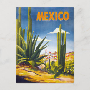 Mexico Vintage Poster Restored Postcard