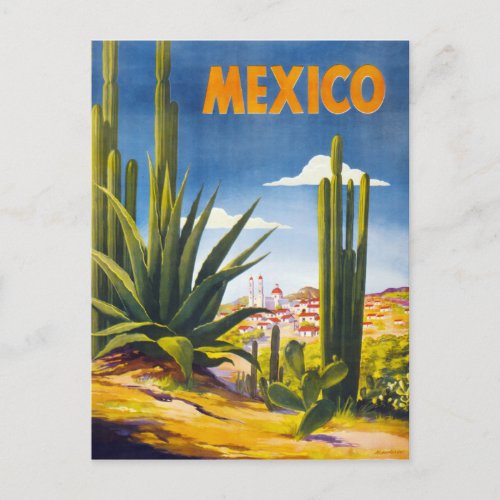 Mexico Vintage Poster Restored Postcard