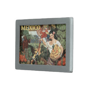Mexico vintage travel belt buckle