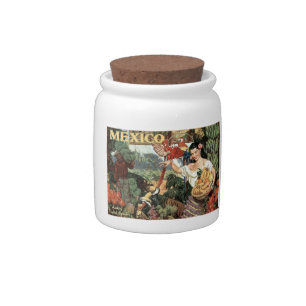 Mexico vintage travel custom monogram candy jar