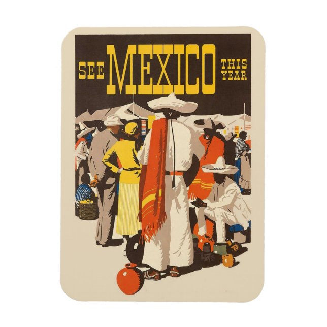 Mexico  Vintage Travel Magnet  (Vertical)