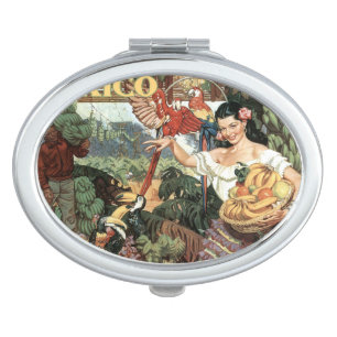 Mexico vintage travel pocket mirror