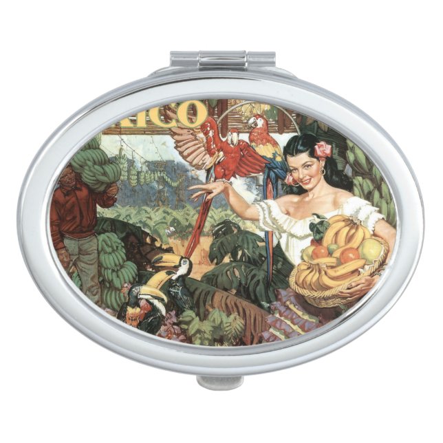 Mexico vintage travel pocket mirror (Front)