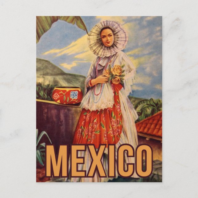 Mexico vintage travel postcard (Front)