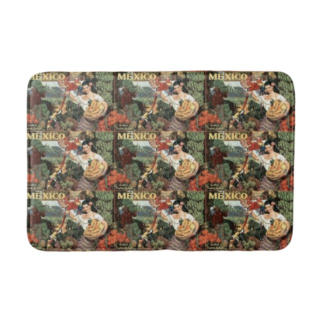 Mexico vintage travel poster bath mats (Front)