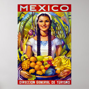 Mexico Vintage Travel Poster Restored
