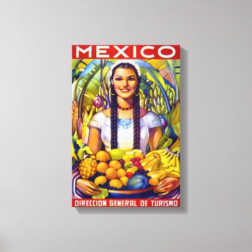 Mexico Vintage Travel Poster Restored Canvas Print