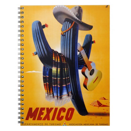 Mexico Vintage Travel Poster Restored Notebook
