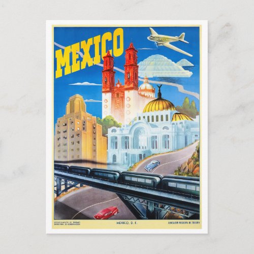 Mexico Vintage Travel Poster Restored Postcard