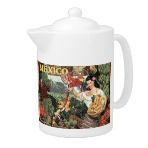 Mexico vintage travel teapot