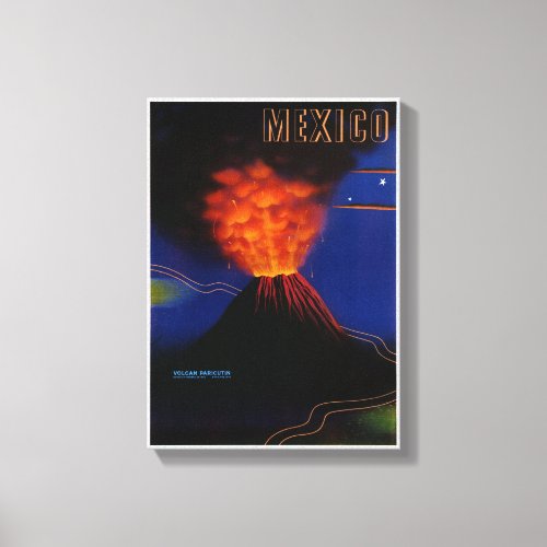 Mexico Volcano Paricutin Vintage Poster Restored Canvas Print