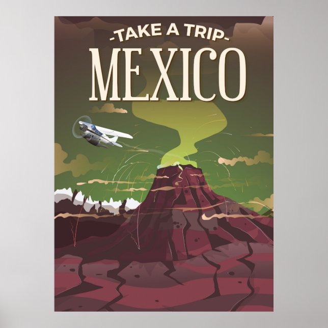 mexico volcano travel poster (Front)