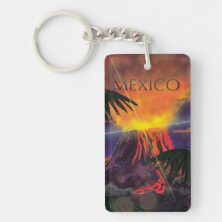 Mexico Volcano Travel Poster Keychain