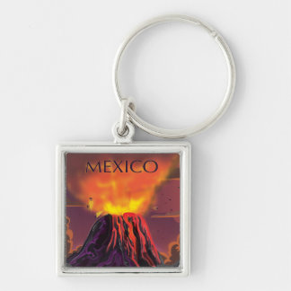 Mexico Volcano Travel Poster Keychain