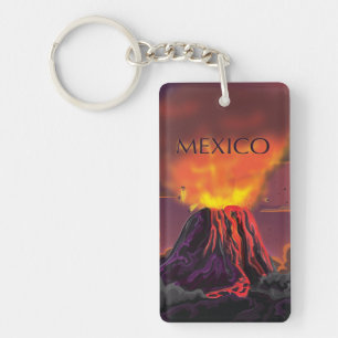 Mexico Volcano Travel Poster Keychain