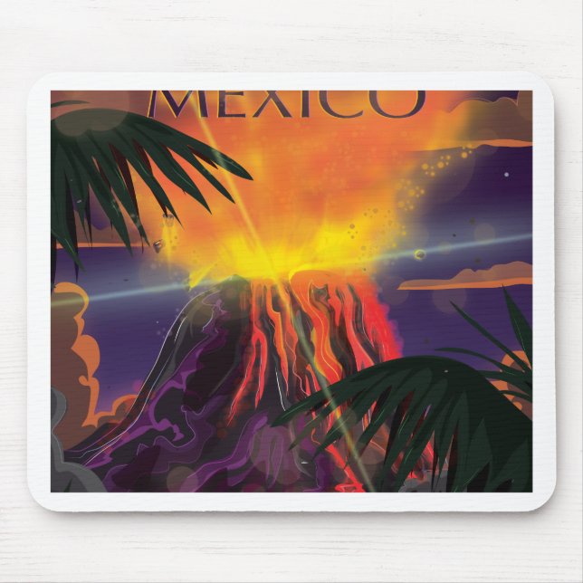 Mexico Volcano Travel Poster Mouse Pad (Front)