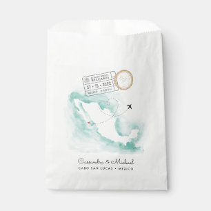 Mexico Watercolor Map Cabo Destination Wedding Favor Bag