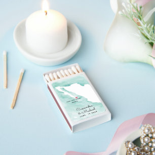 Mexico Watercolor Map Cabo Destination Wedding Matchboxes
