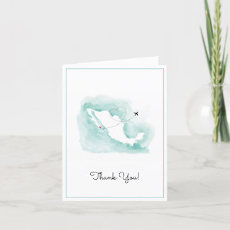 Mexico Watercolor Map | Cabo | Destination Wedding Thank You Card