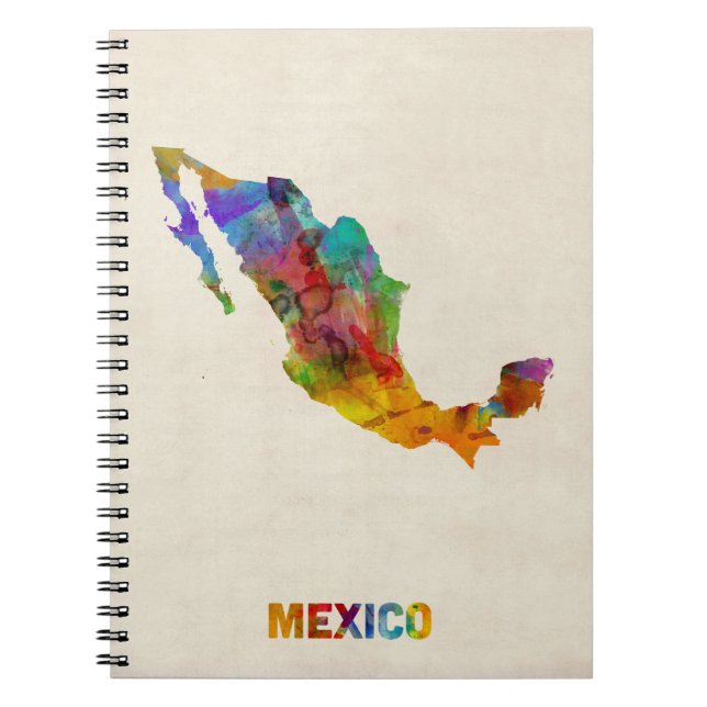 Mexico Watercolor Map Notebook (Front)
