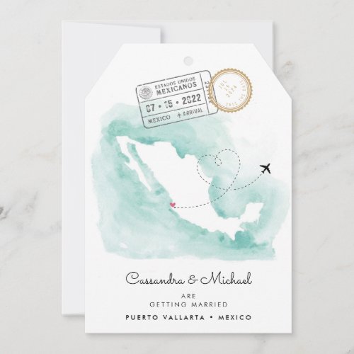Mexico Watercolor Map  Puerto Vallarta  Wedding