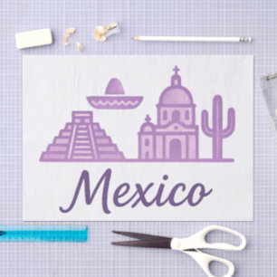 Mexico Watercolor Tissue Paper, Minimalist Mexico Paper