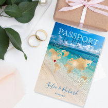 Mexico Wedding Destination Passport  Map QR code Invitation