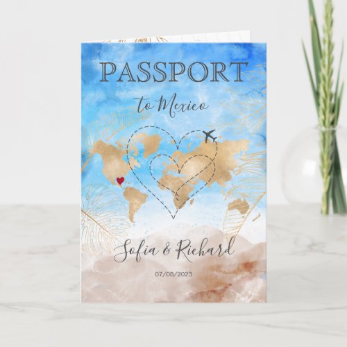 Mexico Wedding Destination Passport World Heart In