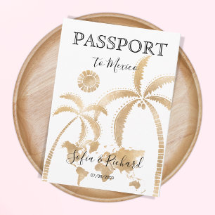 Mexico Wedding Destination Passport World Map Inv Invitation