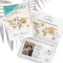 Mexico Wedding Destination Passport World Map  Inv Invitation