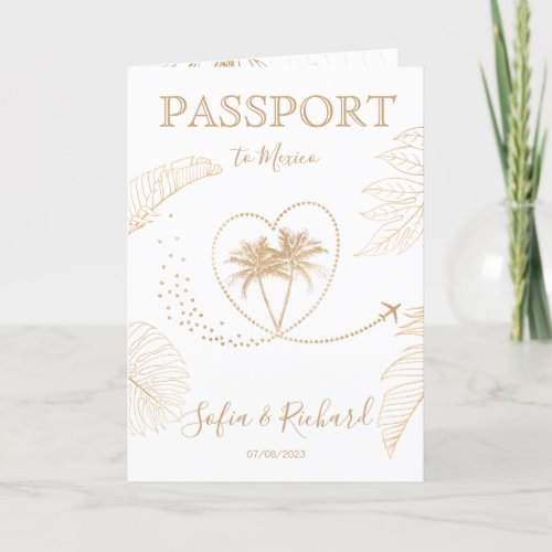 Mexico Wedding Destination Passport World Map  Invitation