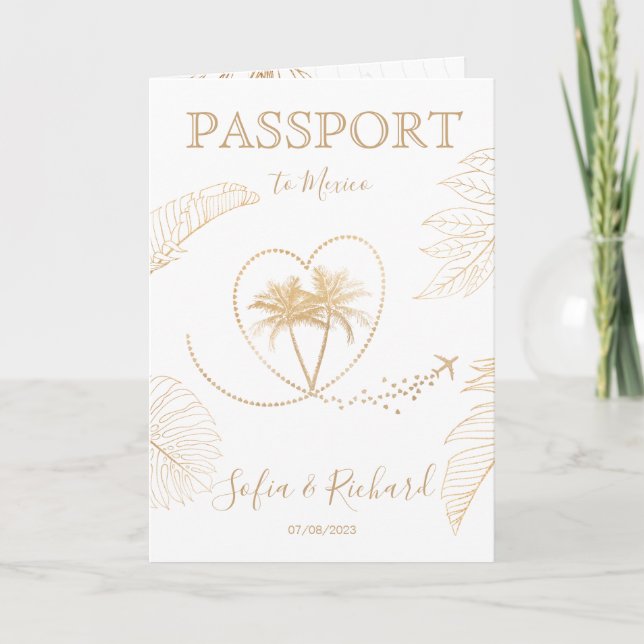 Mexico Wedding Destination Passport World Map  Invitation (Front)