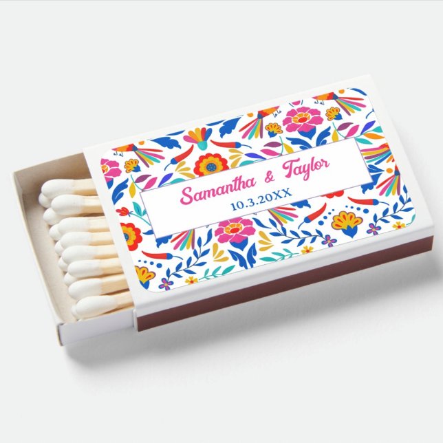 Mexico Wedding Favor Floral Fiesta Pattern Matchboxes (Mexico Wedding Favor Floral Fiesta Pattern Matchboxes)
