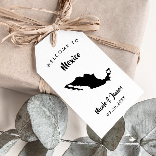 Mexico Wedding Welcome Bag Tags Map Gift Tags