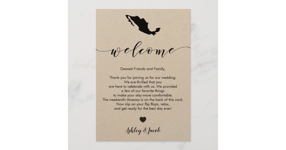 Mexico Wedding Letter & Itinerary Card Zazzle