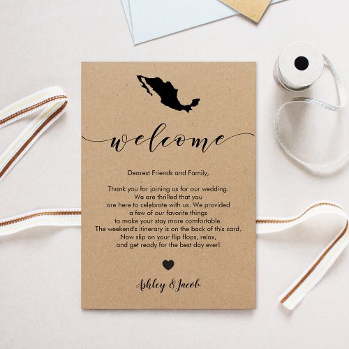 Mexico Wedding Welcome Letter  Itinerary Card