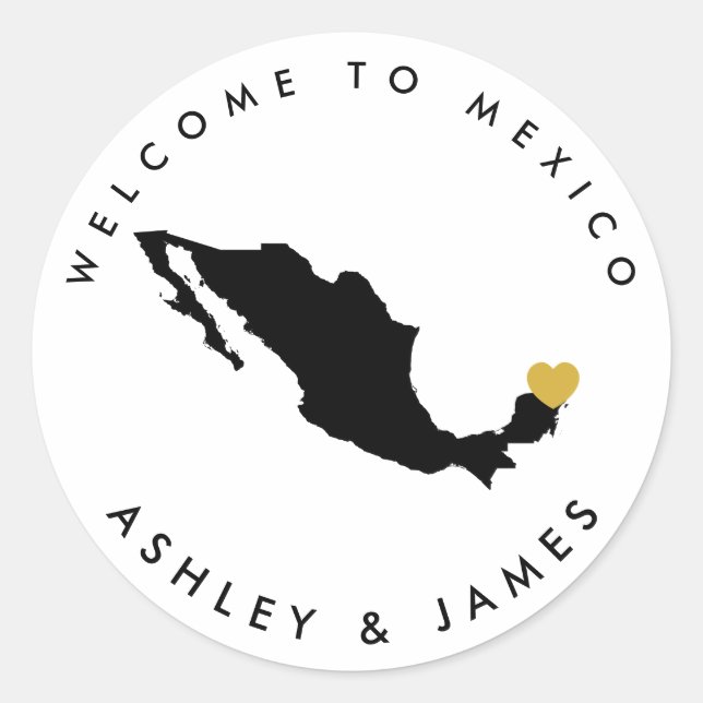 Mexico Wedding Welcome Sticker for Treat Box Bag (Front)