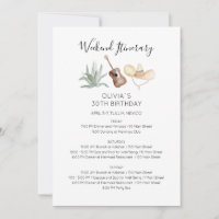 Mexico Weekend Birthday Itinerary Invitation