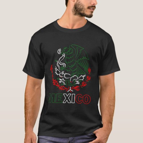 Mexico With Mexican Eagle From Flag Red Green And  T_Shirt